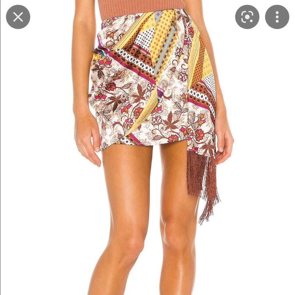 House of Harlow 1960 x Revolve Caterina Skirt in Patchwork Multi NWT
